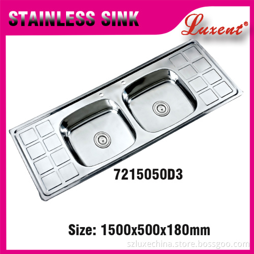Cheap Stainless Steel Double Bowl Top Mount Kitchen Sink with top quality